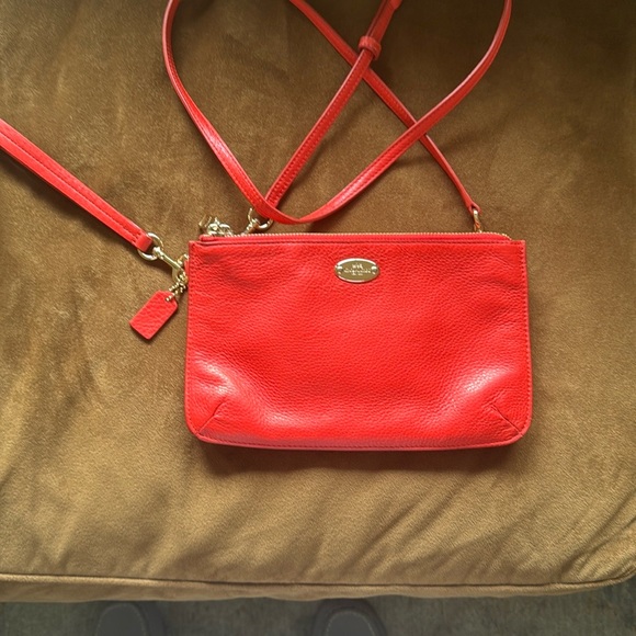 Coach Handbags - Coach Vibrant Red Crossbody Bag with Gold Hardware